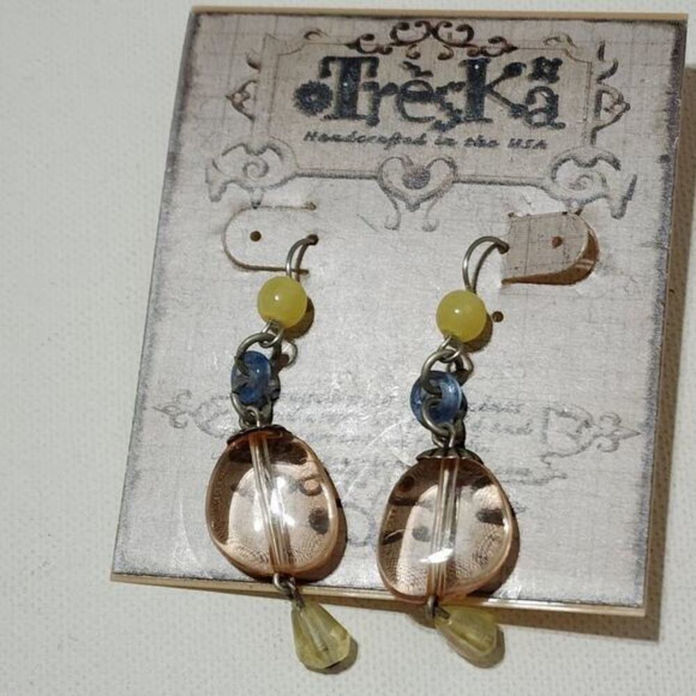 TRreska Clear Yellow funky drop‎ earrings new!!!